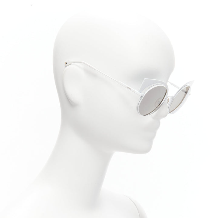 FENDI 0177S white metal logo grey gradient cat eye sunglasses