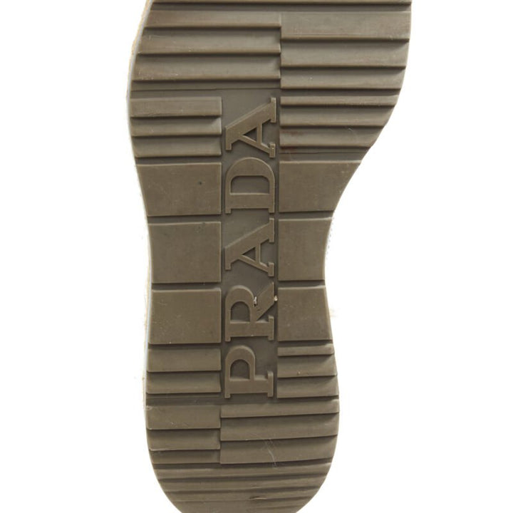 PRADA black perforated leather jute espadrille platform brogue EU36.5