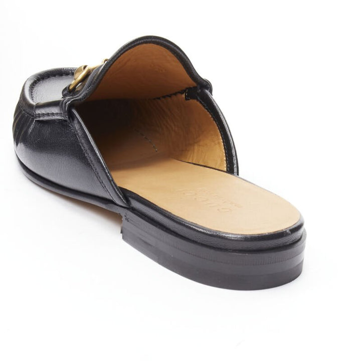 GUCCI Quentin Nero black leather gold Horsebit slip on loafer UK9 US10 EU43