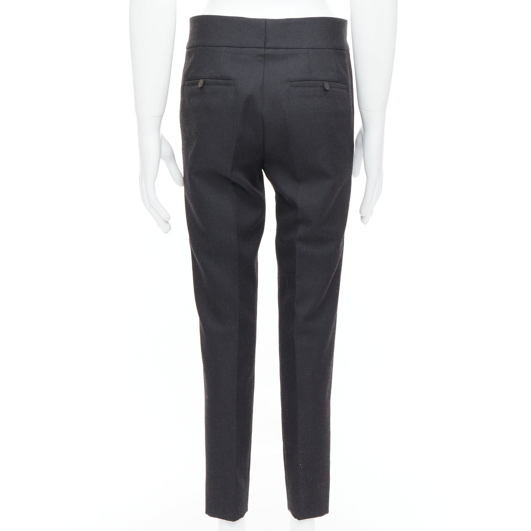 LANVIN dark grey cotton blend concealed fly tapered trousers FR44 XS