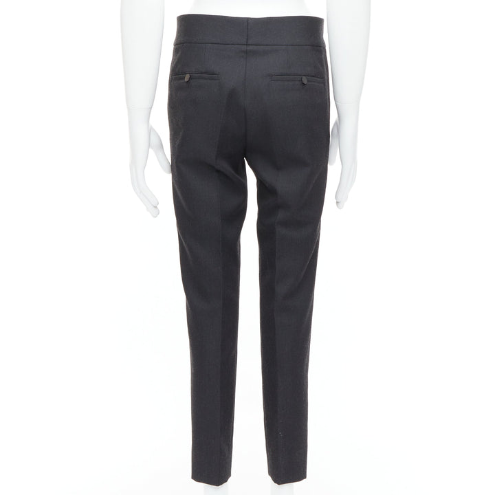 LANVIN dark grey cotton blend concealed fly tapered trousers FR44 XS