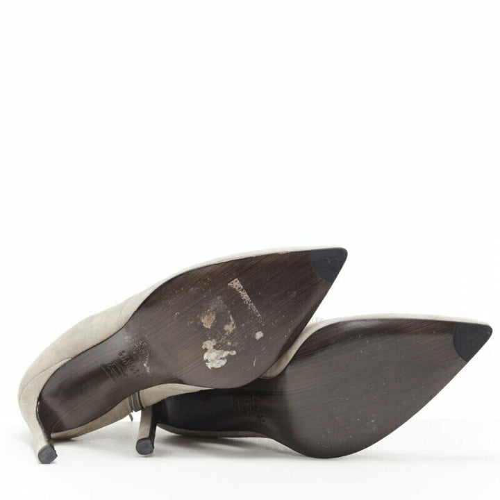 STUART WEITZMAN Highbeams grey fossil suede crystal embellished bootie EU38.5
