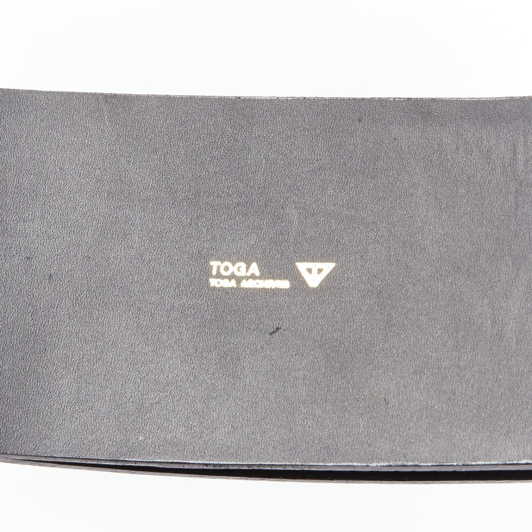 TOGA ARCHIVES black wide embossed leather buckle statement belt