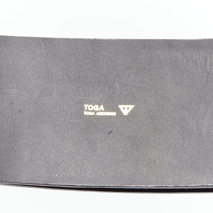 TOGA ARCHIVES black wide embossed leather buckle statement belt