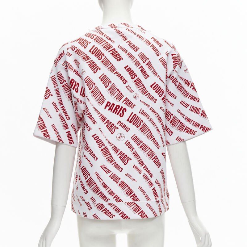 LOUIS VUITTON FORNASETTI 2021 Statue white red logo jacquard boxy knit top S