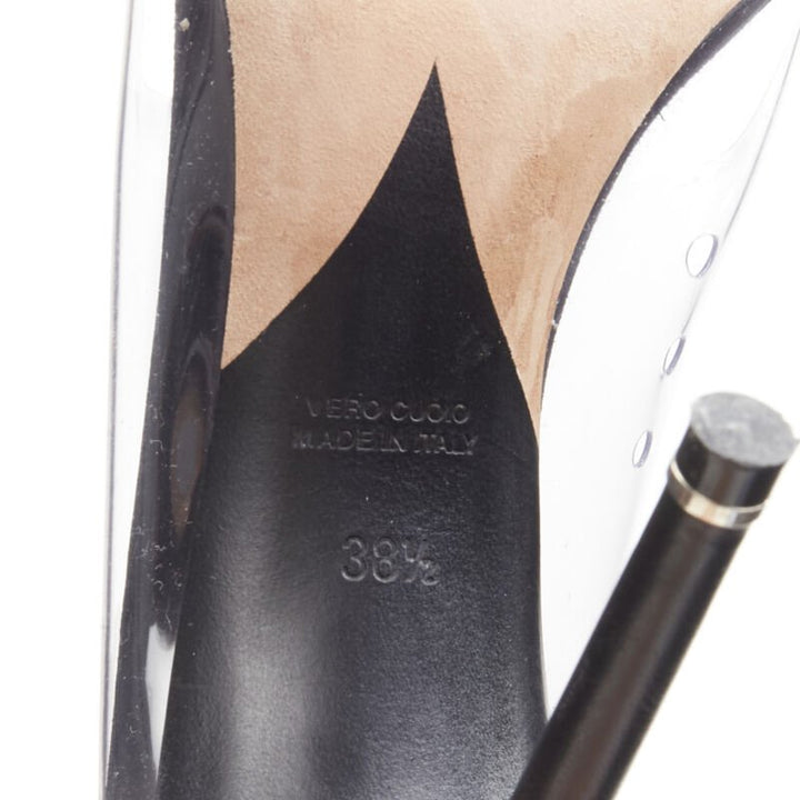 ALEXANDER WANG clear PVC black strappy slingback mule sandal EU38.5