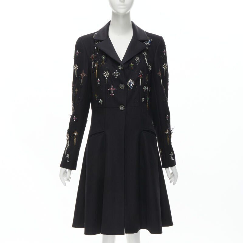Runway CHANEL Paris London Metier D'art Lesage Punk cashmere coat FR40