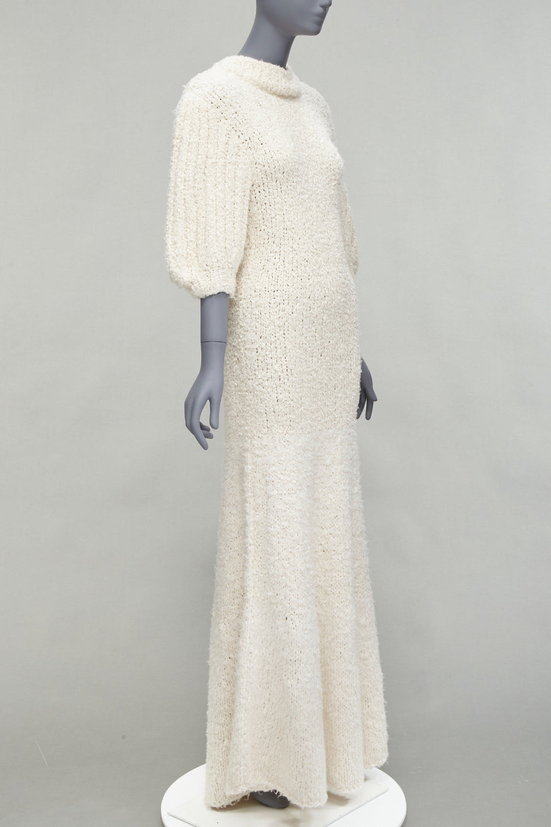 CECILIE BAHNSEN 2020 Latifa 100% silk knitted backless puff sleeves dress UK8 S