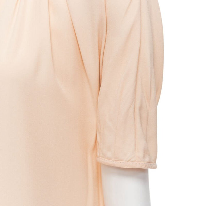 MARNI 2019 peach pleated collar round sleeve short sleeve midi dress IT36 XS