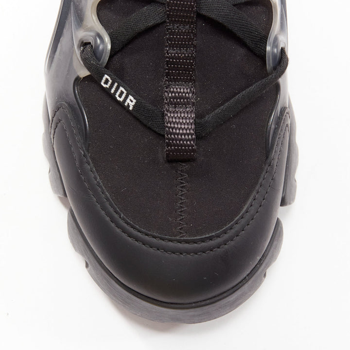 DIOR D-connect black logo technical fabric lace up chunky sneaker EU35