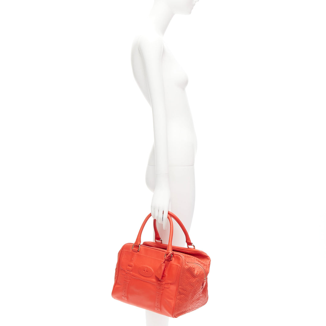 MULBERRY Shadow Maisie Clipper red embossed leather scaled travel satchel bag