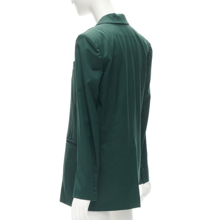 RYAN ROCHE 100% wool green peal lapel single button blazer jacket US2 XS