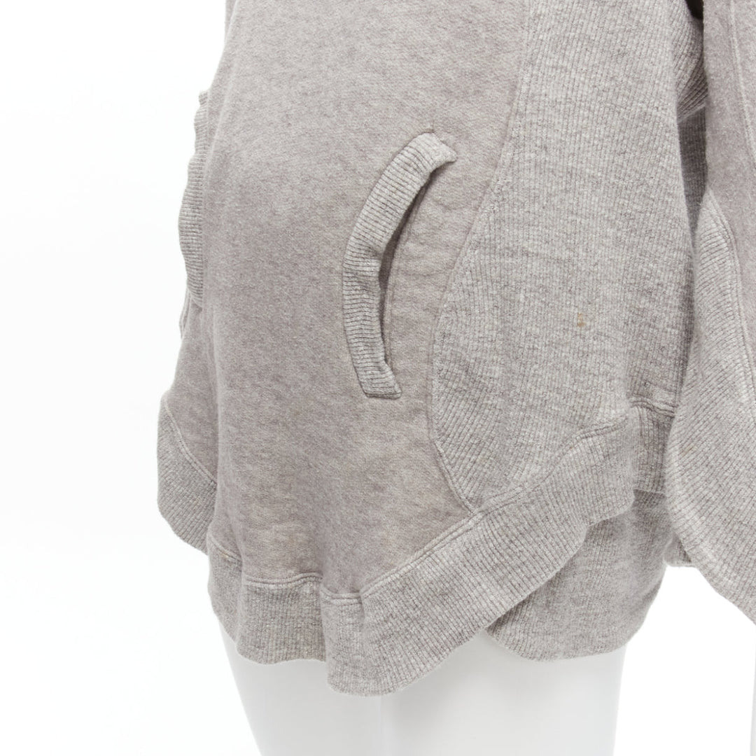 UNDERCOVER grey cotton wool panelled sleeves oversized hooded sweatshirt JP1 S