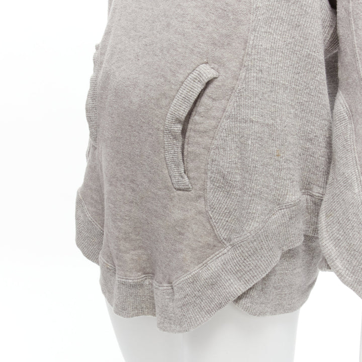 UNDERCOVER grey cotton wool panelled sleeves oversized hooded sweatshirt JP1 S