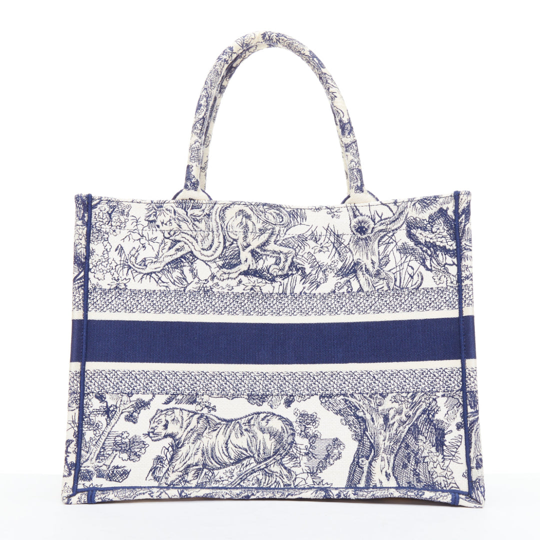 CHRISTIAN DIOR Book Tote navy cream Toile de Jouy canvas bag