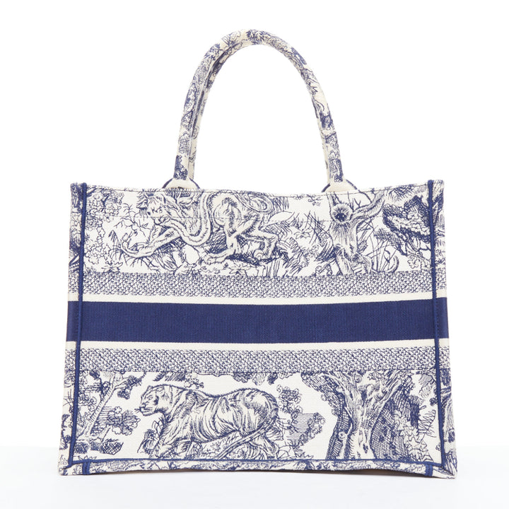CHRISTIAN DIOR Book Tote navy cream Toile de Jouy canvas bag