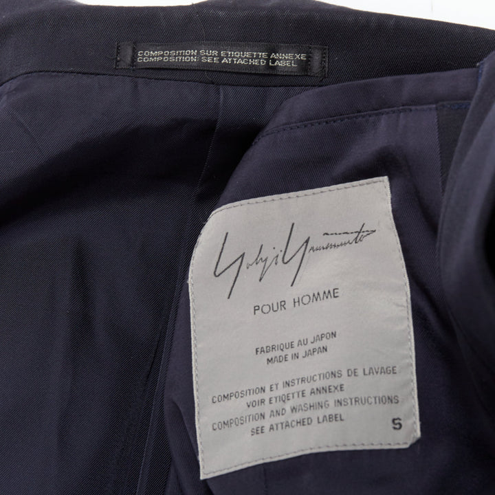 YOHJI YAMAMOTO black 100% wool double collar deconstructed blazer S