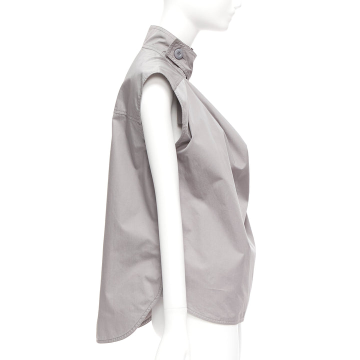 MARNI grey cotton drape cut out collar utility collar boxy top IT36 XS