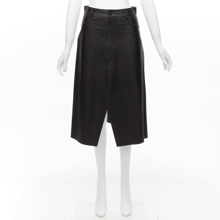 DION LEE black sheep leather back yoke front slit A-line skirt UK6 XS
