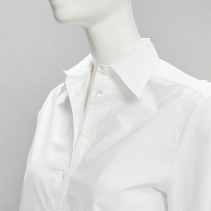 JEAN PAUL GAULTIER white cotton high low hem button up shirt FR38 S