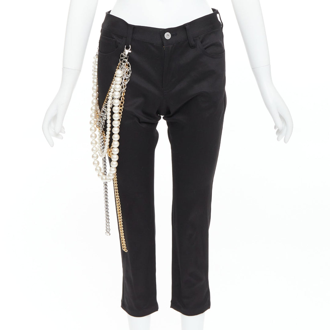 JUNYA WATANABE 2022 Punk black multi pearl chain cropped pants S