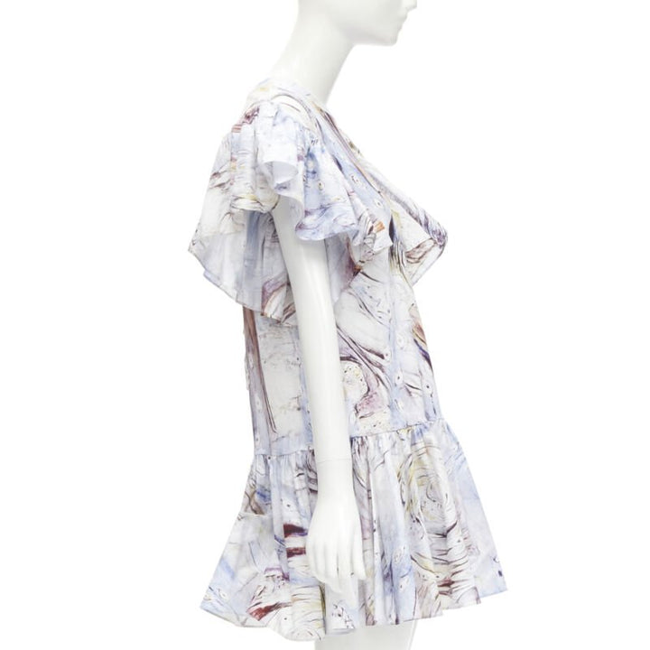 ALEXANDER MCQUEEN 2021 William Blake Dante ruffle frill mini dress IT38 M