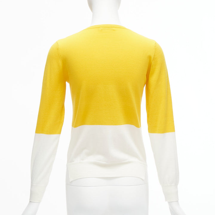 STELLA MCCARTNEY yellow white colorblock cotton pocketed cardigan sweater 12y