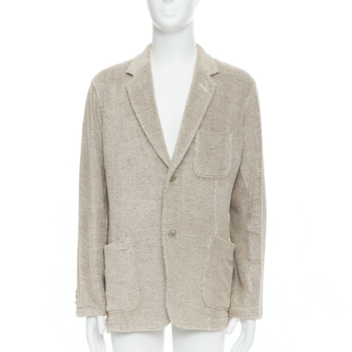 YOHJI YAMAMOTO Costume D'Homme beige linen blend jersey blazer JP3 L