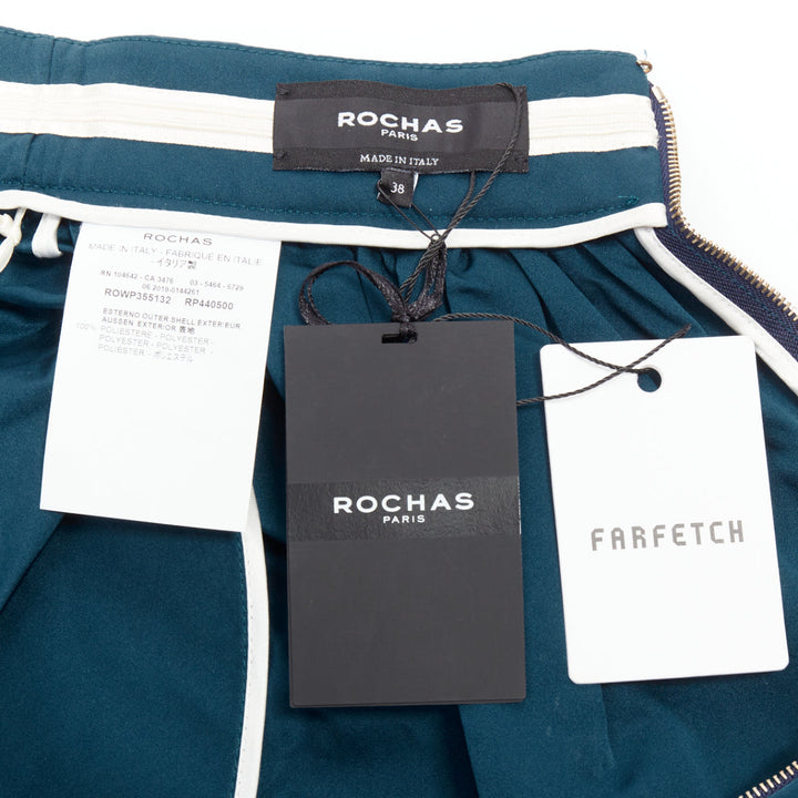 ROCHAS teal blue high waist full bubble midi cocktail skirt IT38 XS