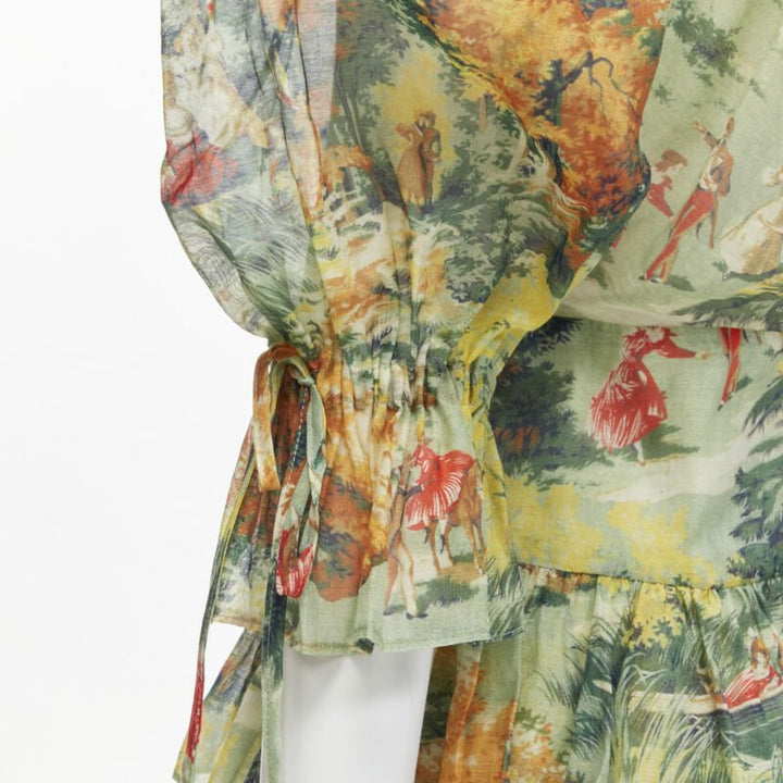 ALICE MCCALL Strange Dreams green print billow sleeve tiered playsuit US2 XS