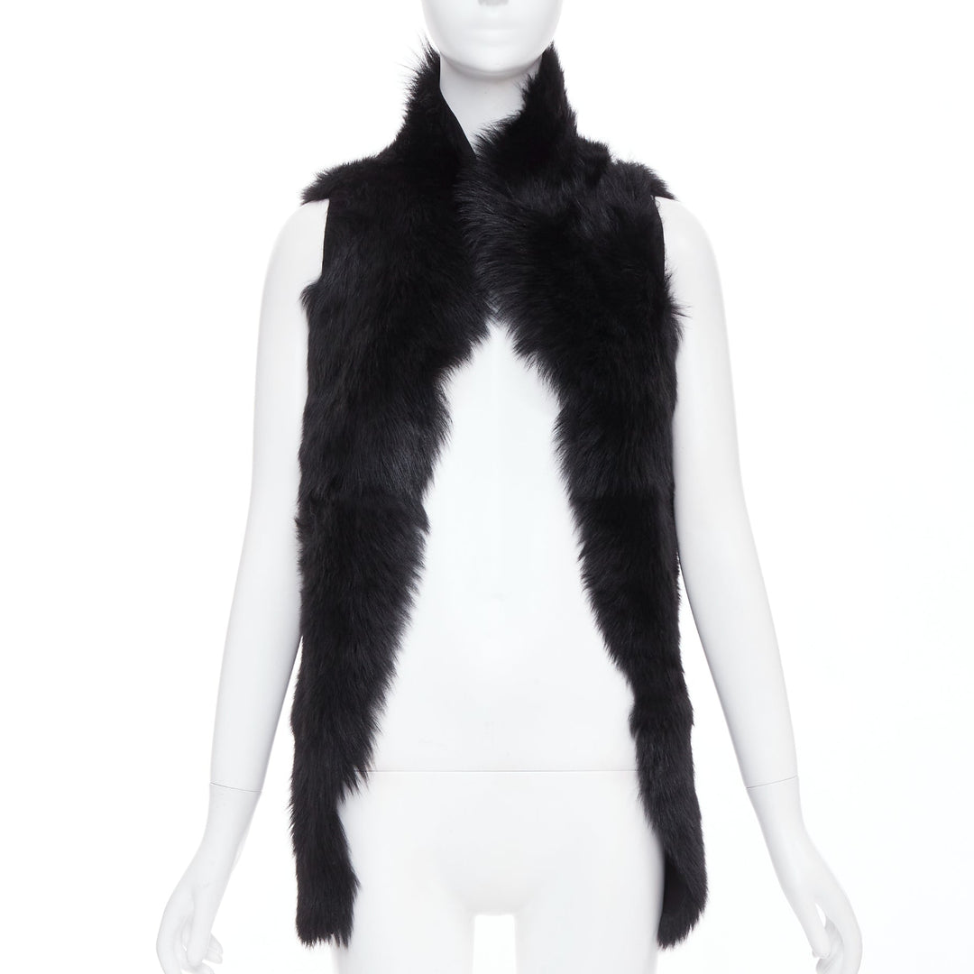 WHISTLES black 100% lamb leather fur high vest jacket XS