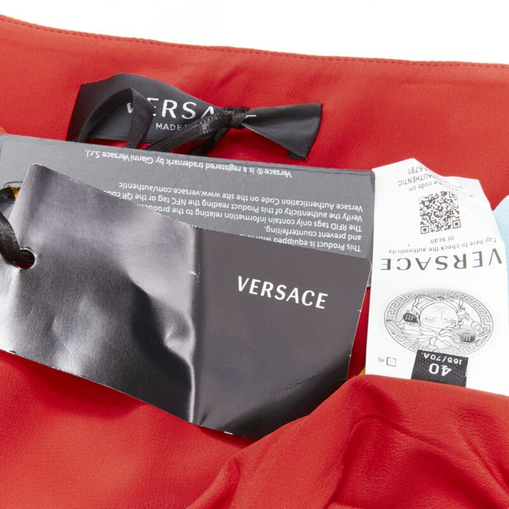 VERSACE Pop Acantus Barocco gold Medusa safety pin slit mini skirt IT40 S