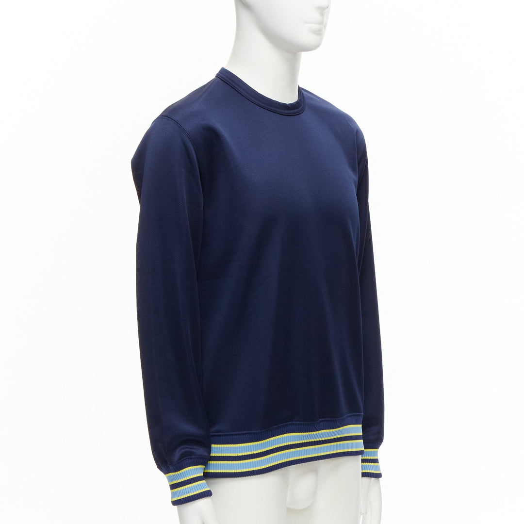 COMME DES GARCONS Homme Deux 2018 yellow rib navy football jersey sweatshirt M