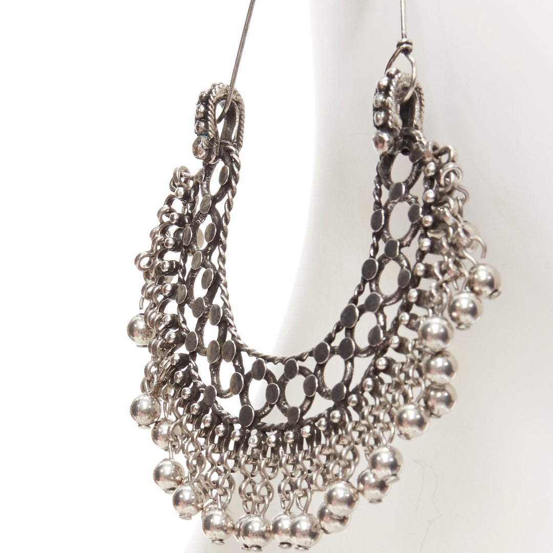 SAINT LAURENT Hedi Slimane Marrakech Folk charm ethnic metal hoop earring Pair