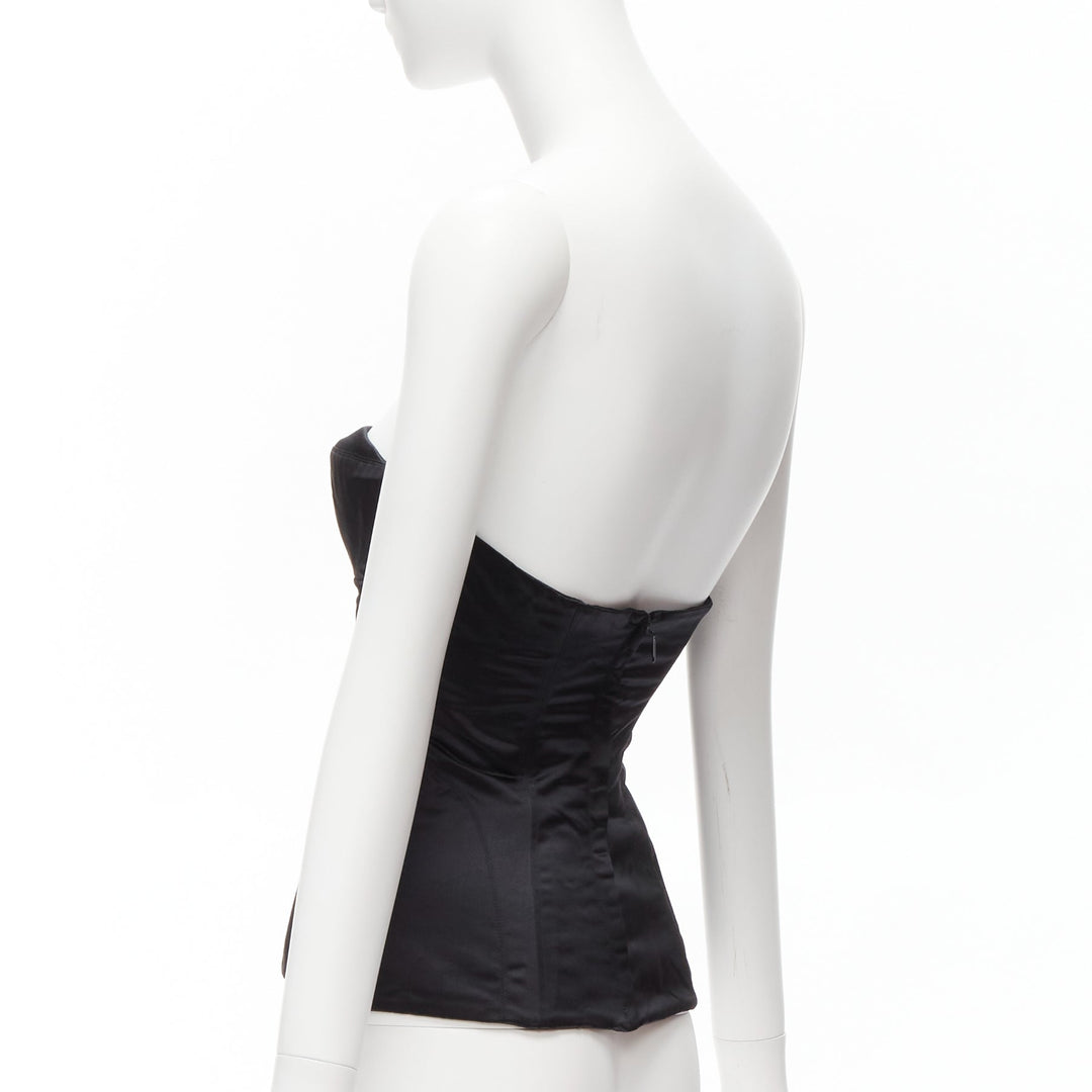 GUCCI Tom Ford 2001 Runway black silk 3D conical bra bustier IT38 XS