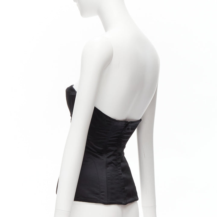 GUCCI Tom Ford 2001 Runway black silk 3D conical bra bustier IT38 XS