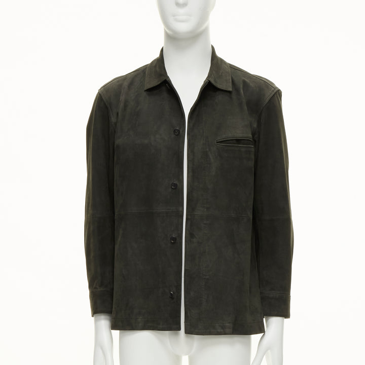 ISSEY MIYAKE WHITE LABEL grey cowhide suede leather overshirt jacket JP1 S