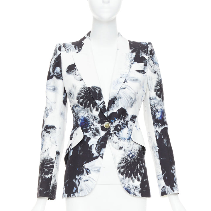 ALEXANDER MCQUEEN 2023 Chiaroscuro Xray floral fitted blazer jacket IT38 XS