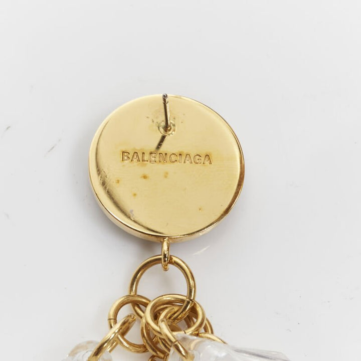 BALENCIAGA Demna 2018 Pic Pendant BB logo clear Chandelier earrings