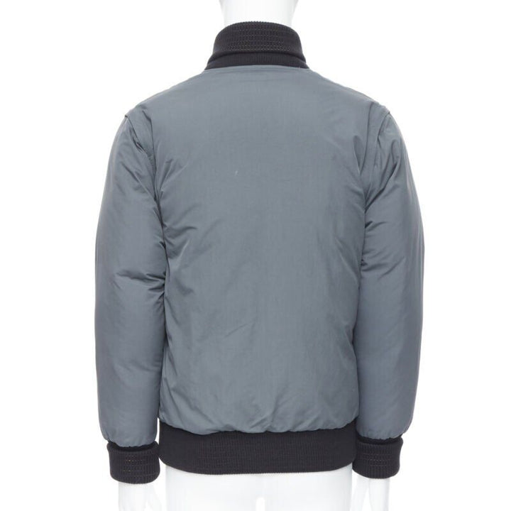 N HOOLYWOOD greey contrast yellow lined goose down padded bomber jacket S