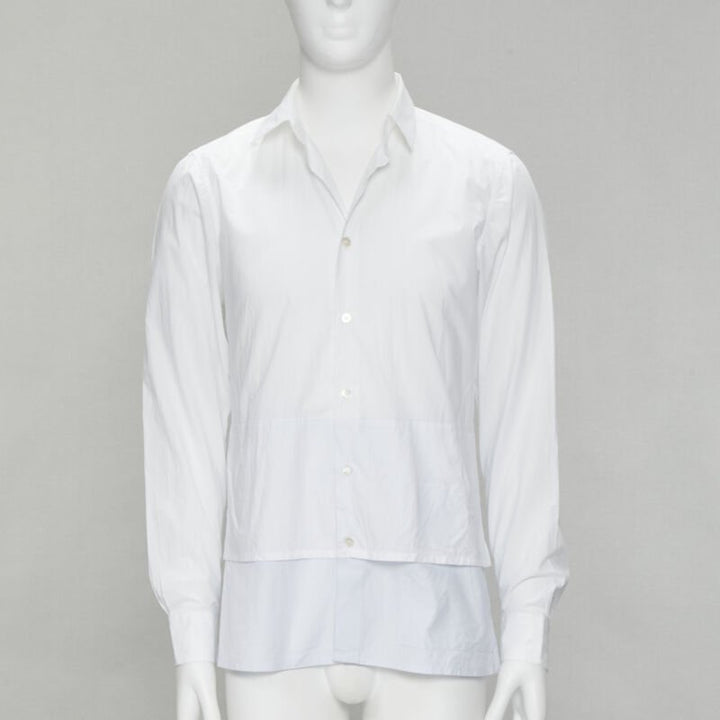 RAF SIMONS white extended layered hem deconstructed shirt EU44 S