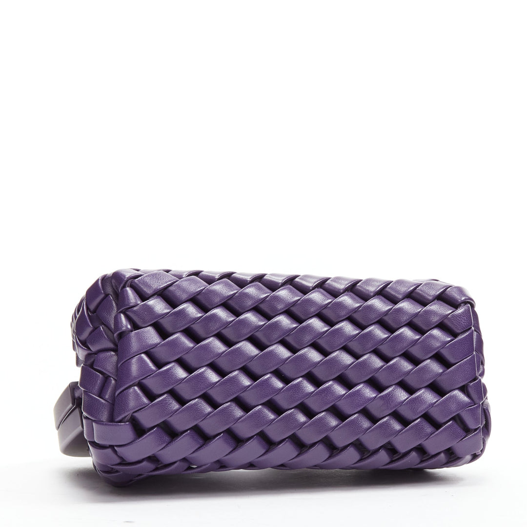 BOTTEGA VENETA Point purple Intrecciato woven triangle handle crossbody bag