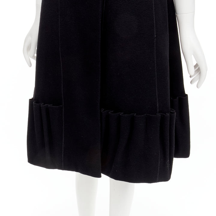 LOUIS VUITTON 2007 Runway black wool pleated Victorian coat dress FR34 XS