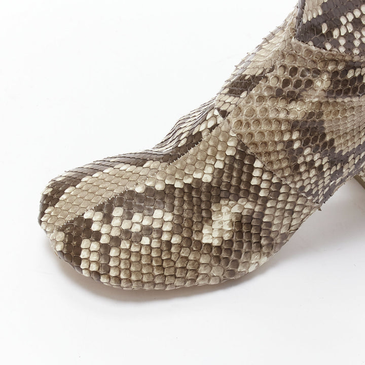 JUNYA WATANABE scaled animal print leather round toe boots M