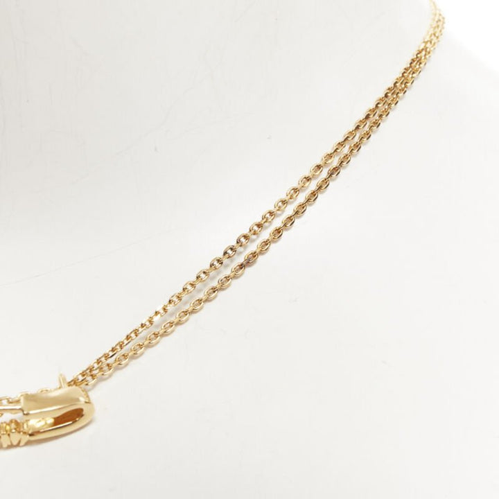 VERSACE Medusa Safety Pin pendant gold tone nickel short necklace choker