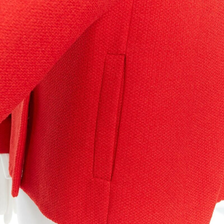 CHANEL 98A vintage lipstick red tweed peak lapel copper CC blazer jacket FR44