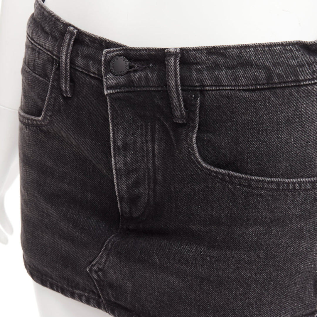 ALEXANDER WANG black washed front skirt back shorts mini skorts 24"