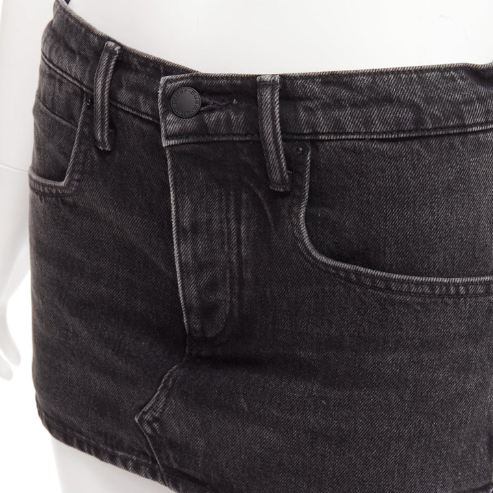ALEXANDER WANG black washed front skirt back shorts mini skorts 24"