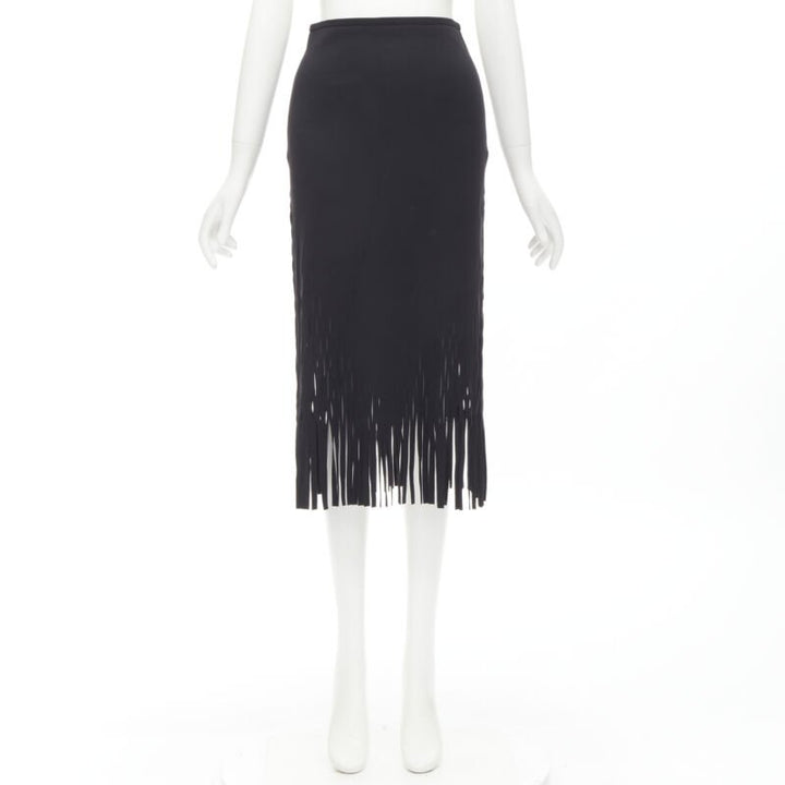 DION LEE laser cut perforated fringe midi skirt S
