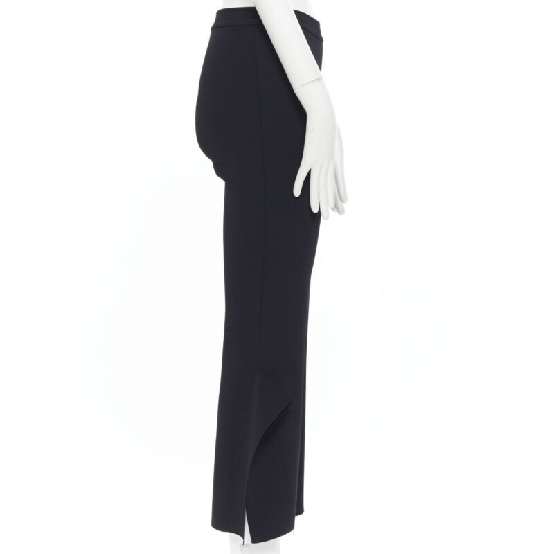 STELLA MCCARTNEY black viscose blend panel flared hem stretch cropped pants FR34